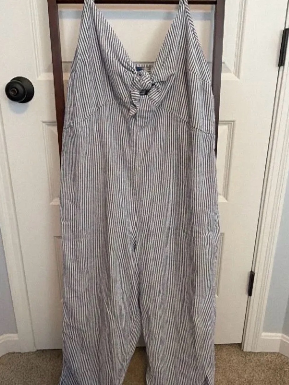 Old Navy Blue and White Striped Wide-Leg Jumpsuit